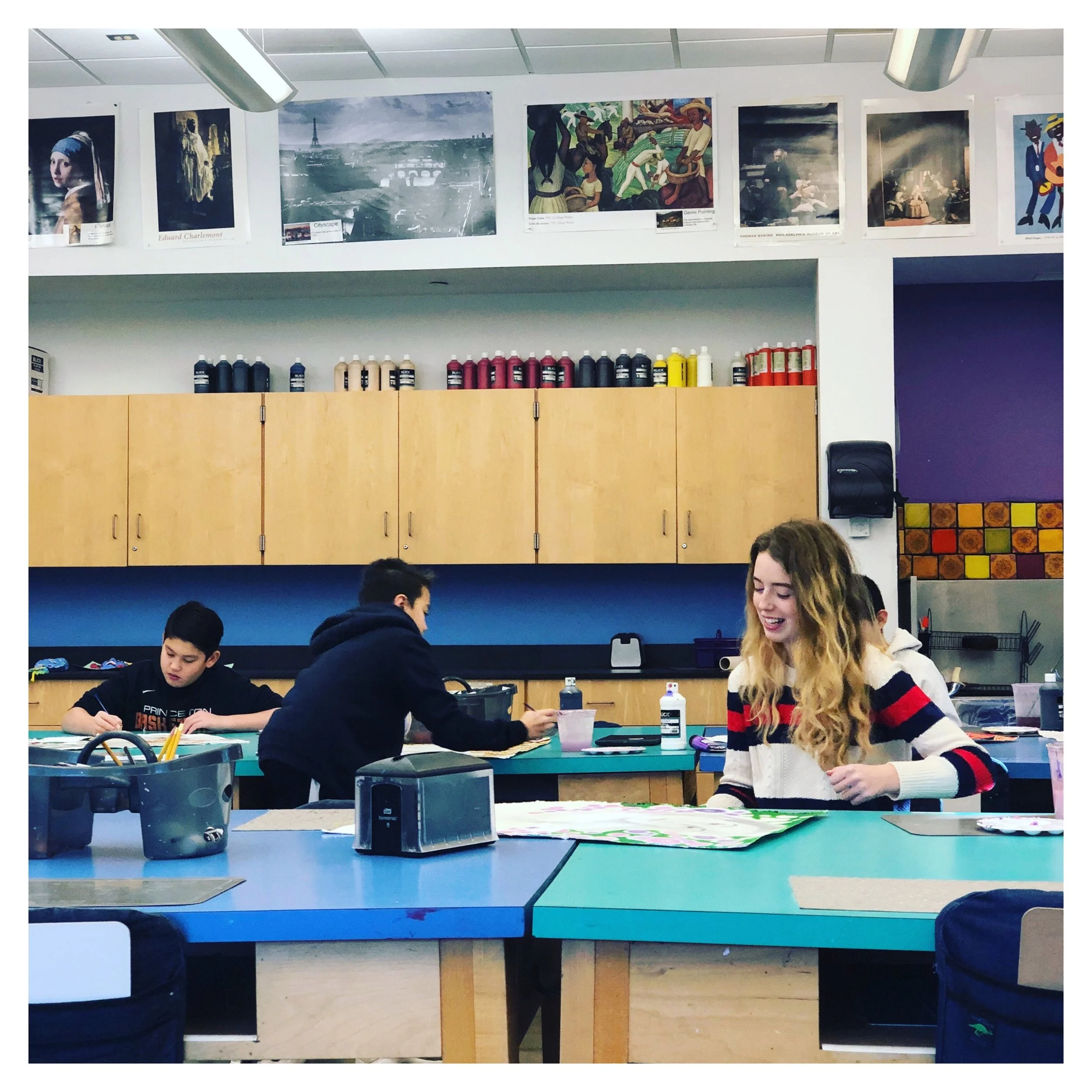 I started a new job this fall and it’s been a whirlwind…in all the good ways. I can explain all of that later. I wanted to share a picture of my 8th grade drawing class. For context, I have been working with this small group of 8th graders since September on their portrait project. I am lucky enough to call them my advisees as well. They are some of the kindest, funniest, and genuine group of kids I have ever met. So for the new year, here’s us, listening to Reed’s ‘Sleepy Time’ playlist. I don’t know how she sleeps to Journey and all the 80’s hits…lol.