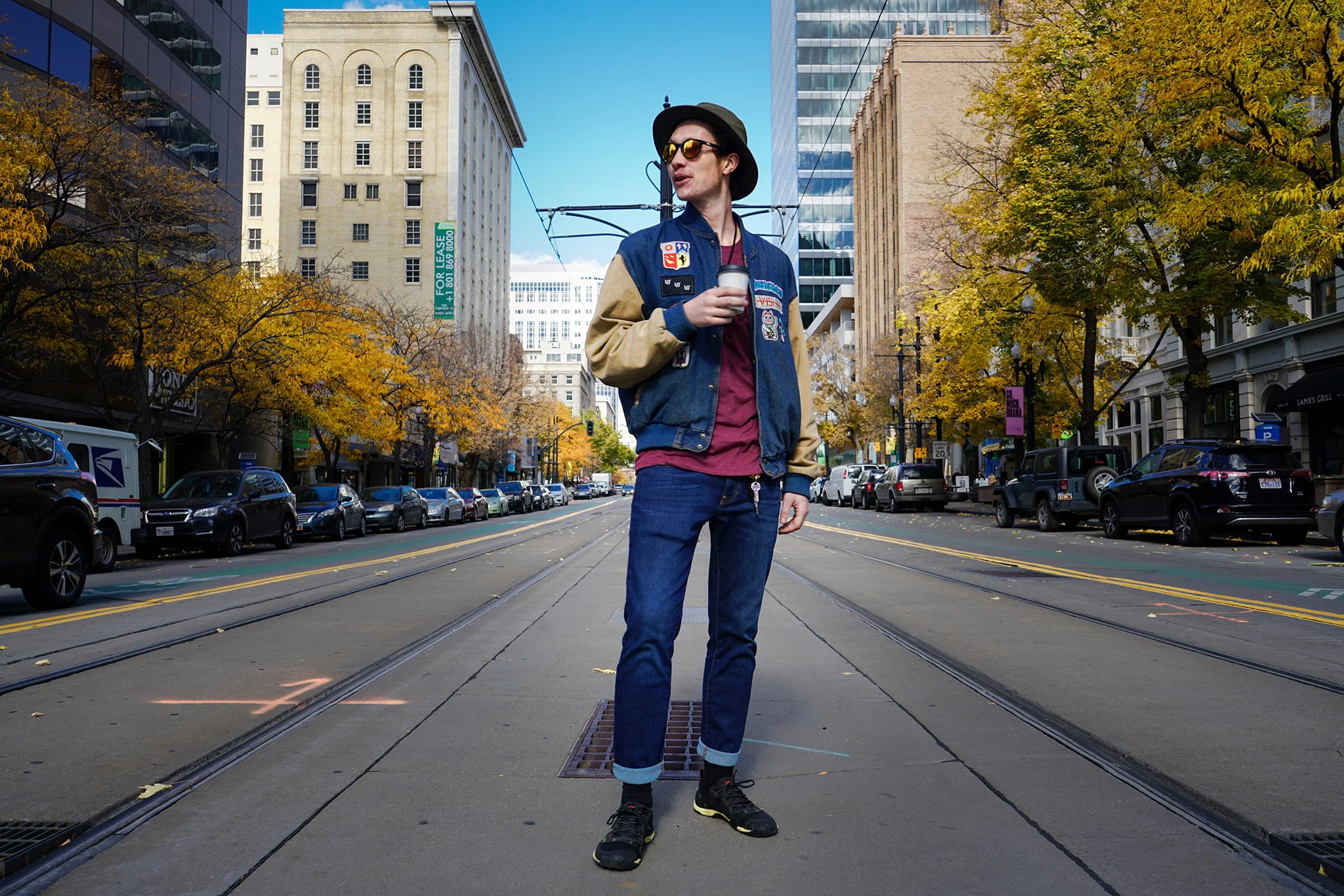 A nonchalant Serge stopping traffic in downtown Salt Lake City. Photo by Danny Graham.