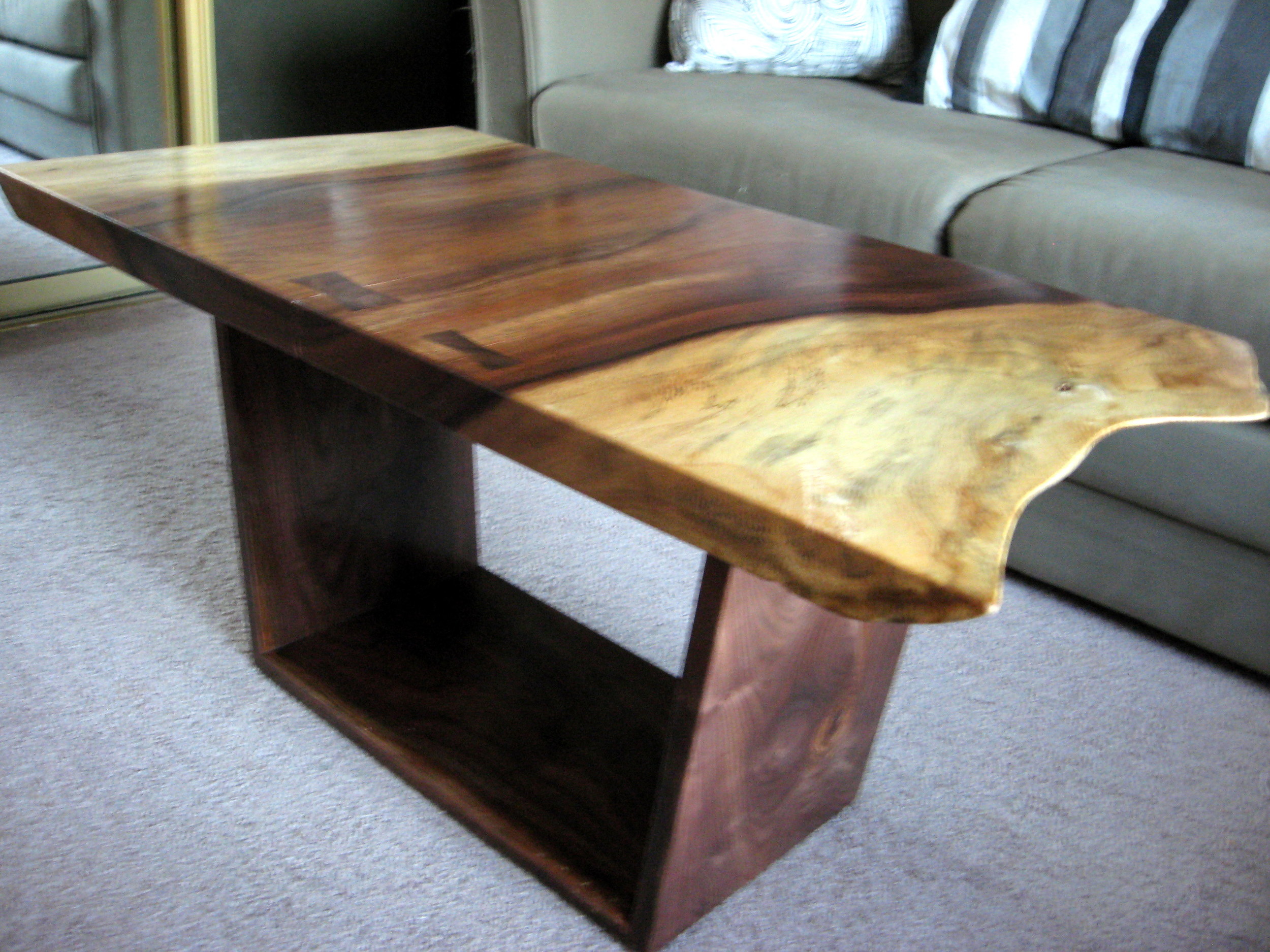 acacia and walnut coffee table