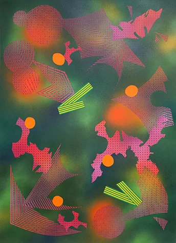   Interstella,  Acrylic on Aluminium, 55.5 x 76.5cm 