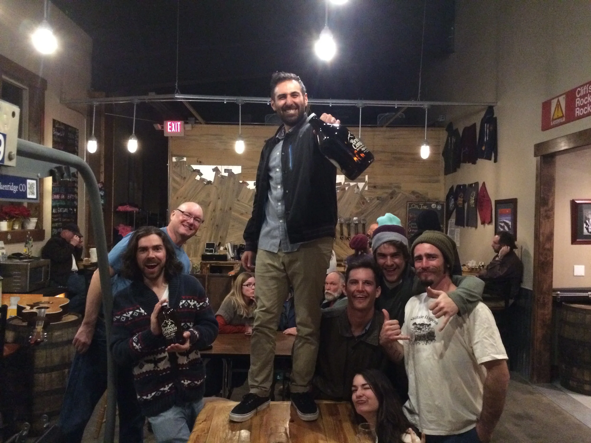 The winners, and some photobombers
