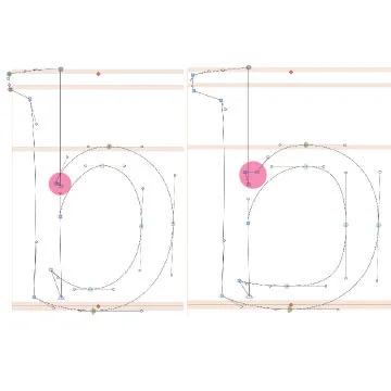 Figure 14. Left: Roman with hidden point. Right: hidden point expanded to reveal ink-trap.