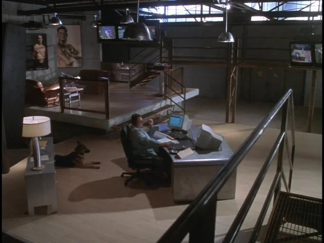 The Runner is a drama about hard luck gamblers who run cash to sports books for the ruthless super-gambler Deepthroat (John Goodman). This is Deepthroat's villanous lair/command center we built in an old auto parts warehouse.