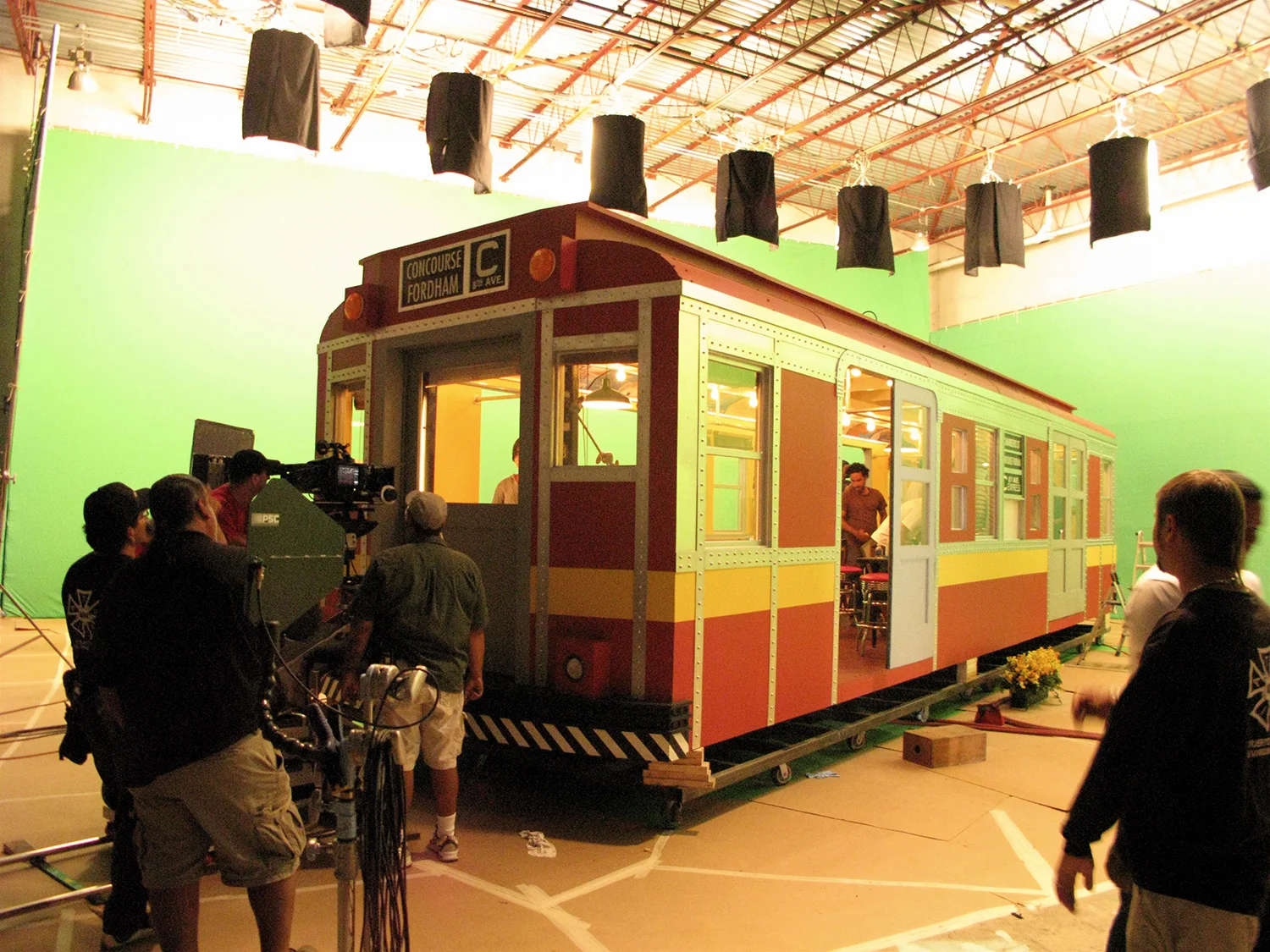 Here is the detached subway-dining car being shot in its runaway train sequence.