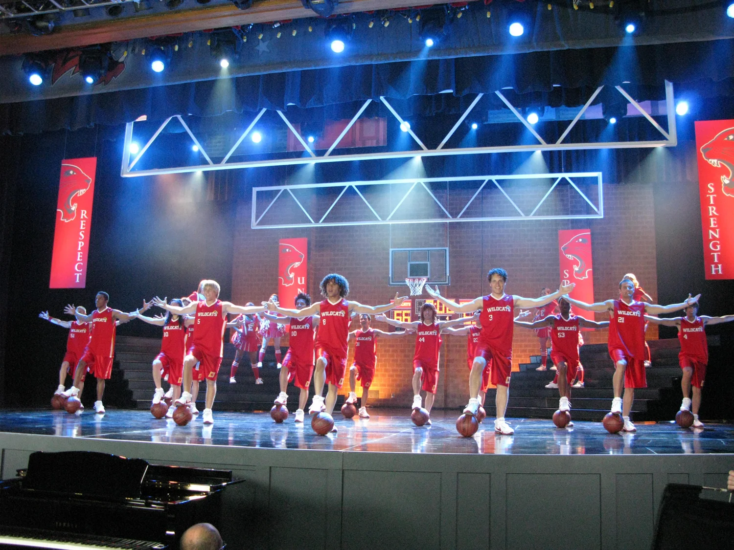 "Gym" set for choreographed basketball number.