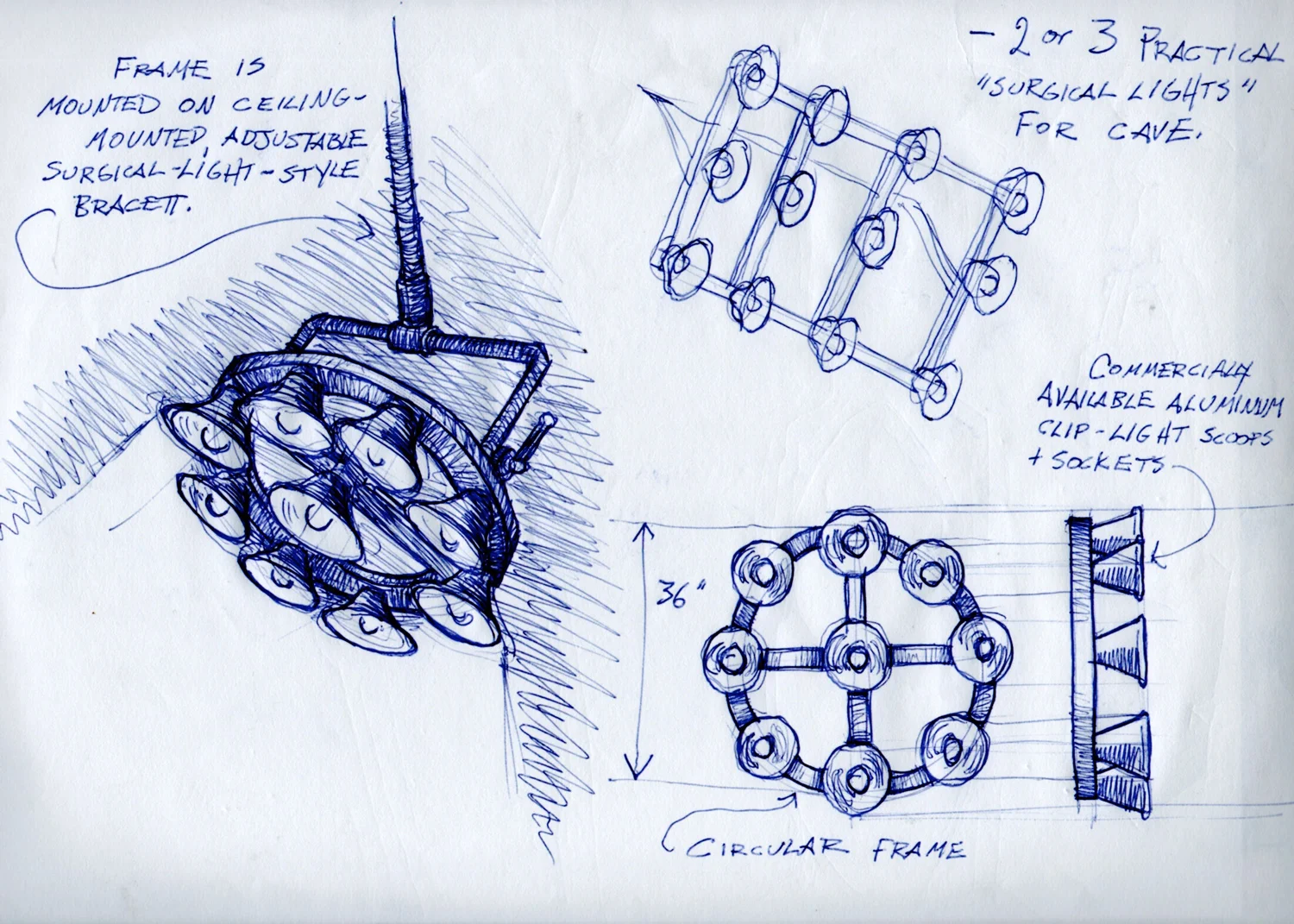A sketch of the final practical light fixtures for the weather control machine in Teen Beach Movie.