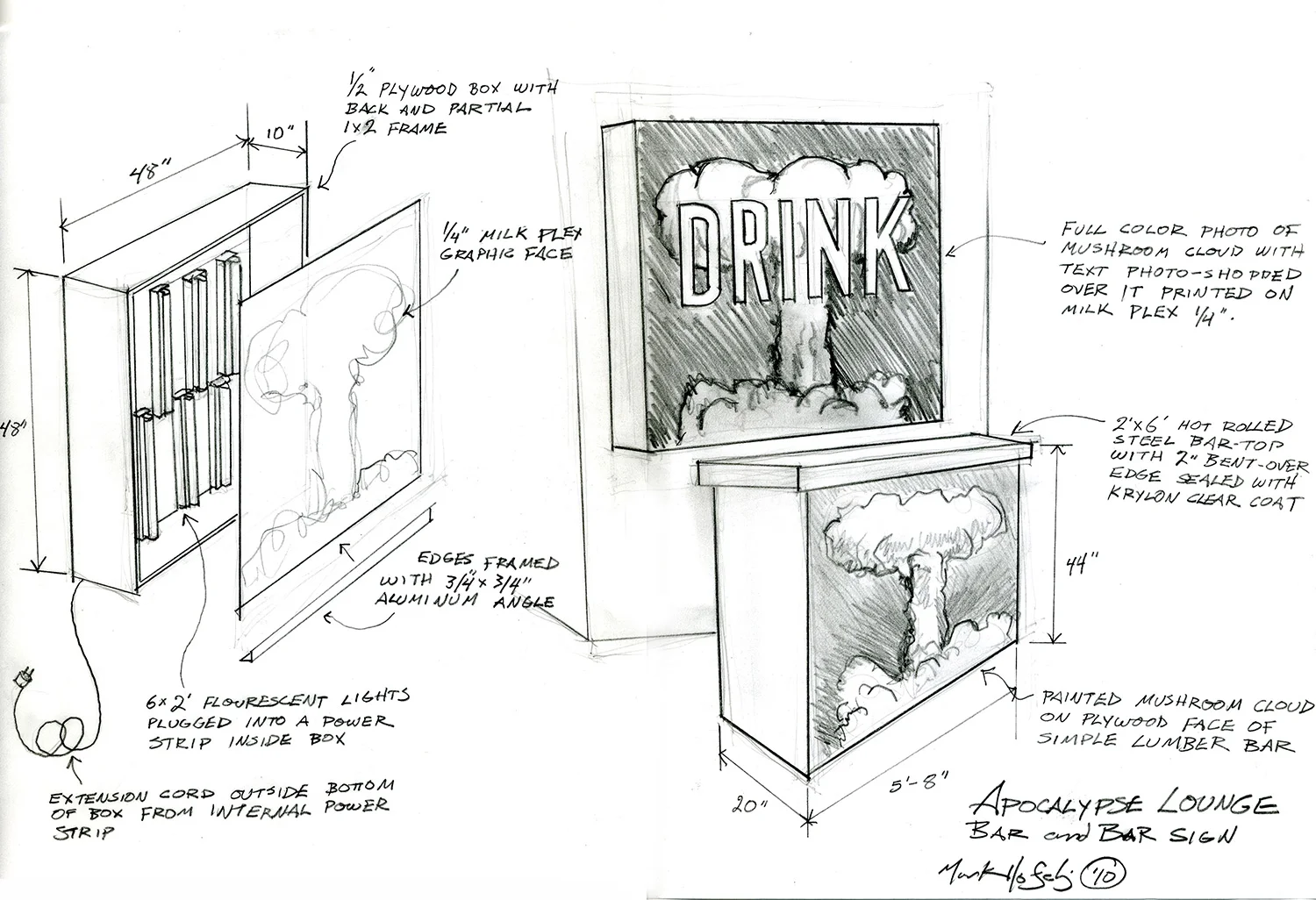 Conceptual sketch for a yet-to-be-realized, end of the world themed event.