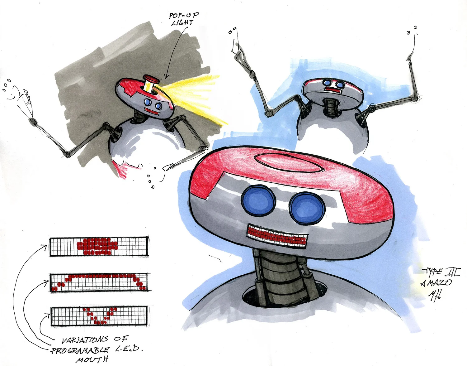Robot character sketch for an unproduced project.
