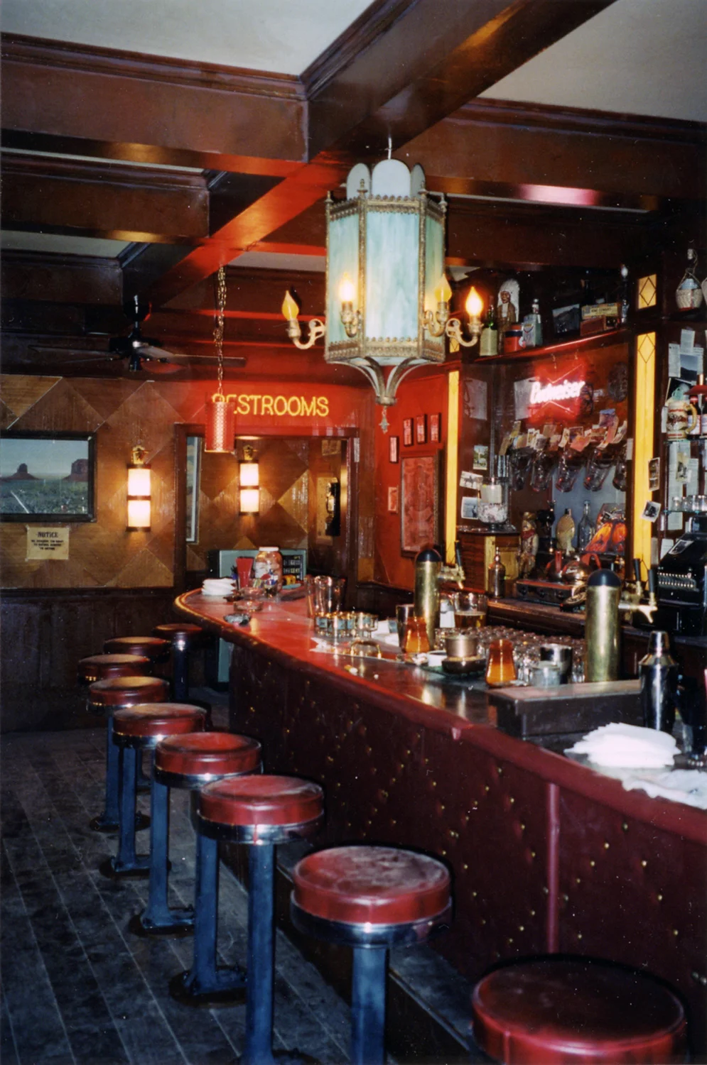 Detail of the bar area in the Dayton town bar interior stage set.