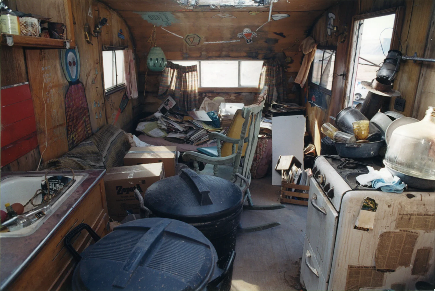 Squalid interior of the abandoned UFO fanatic's trailer.