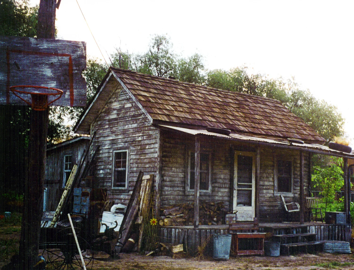 No more Baths is a family film centered around an impoverished share-cropper threatened with losing his land. Here is Jake the share-cropper's (Jim Mapp) old house, we built in an empty field surrounded by new developments to show the encroachment of the modern world.