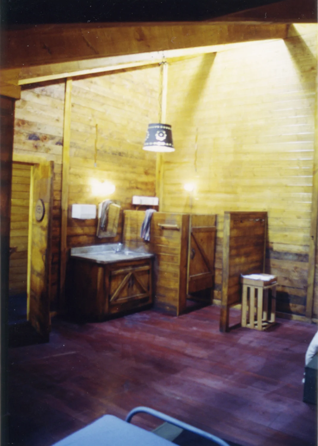 Detail of the girl's summer-camp cabin stage set.