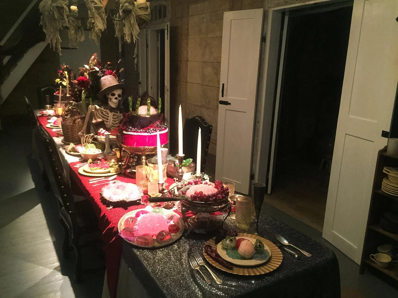 The zombie feast in the haunted plantation.