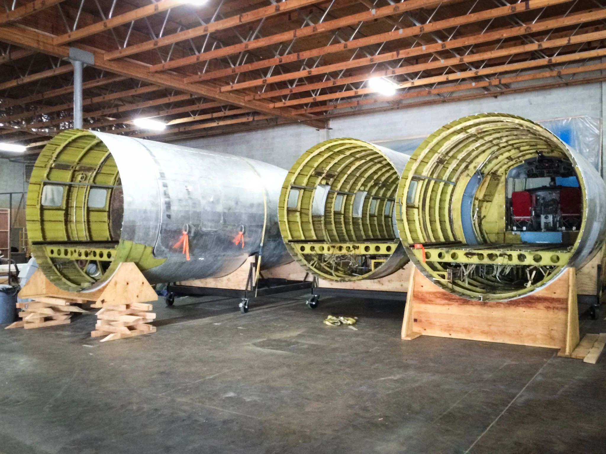 With all the pieces of the C-131 at last inside our shop we were able to begin modifying it to move to it's permanent home.