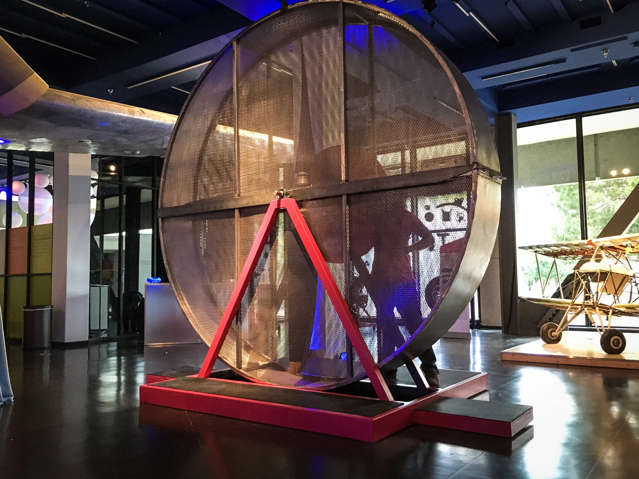 One of our favorite interactives is this giant propeller set donated by Skywest airlines. We designed a housing and interface that allows visitors to give it a whirl and see how much wind they can generate.