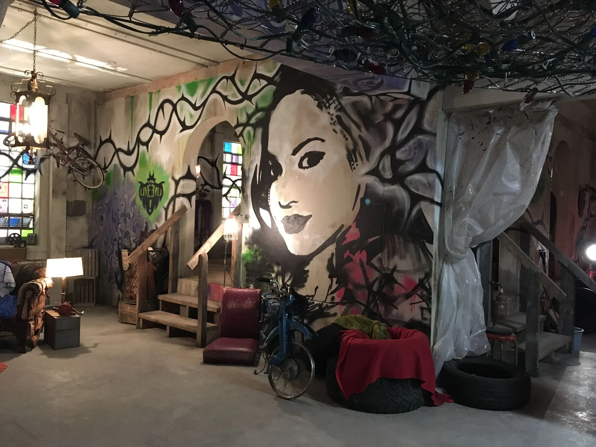 The VK's hideout was always a place of respite from their raging and overbearing parents. It's where the VK's purloined all the best stuff on the Isle, and where Mal perfected her street art. 