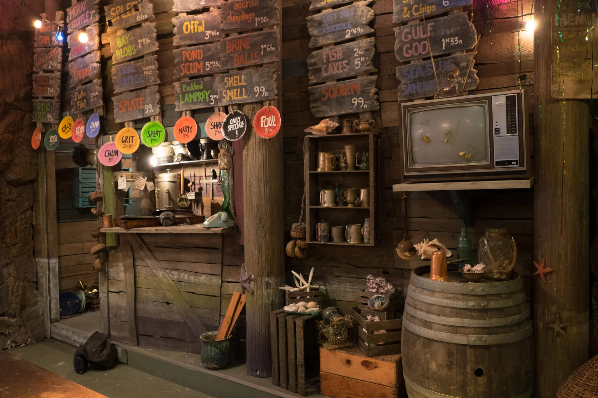 A detail of the menu board and specials in Ursula's Fish and Chips Shoppe.