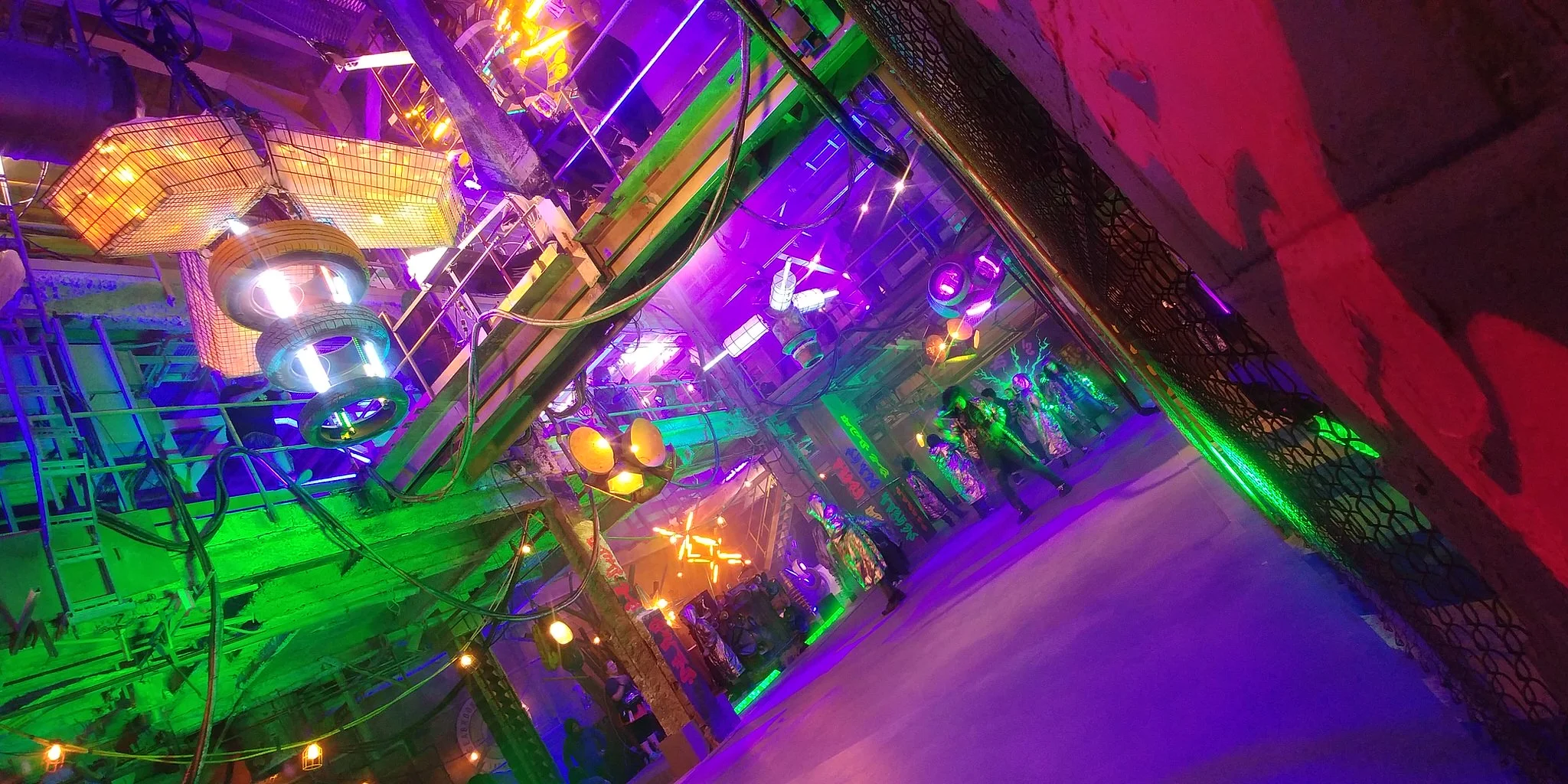 We scrounged and built dozens of light elements out of junk and debris. 