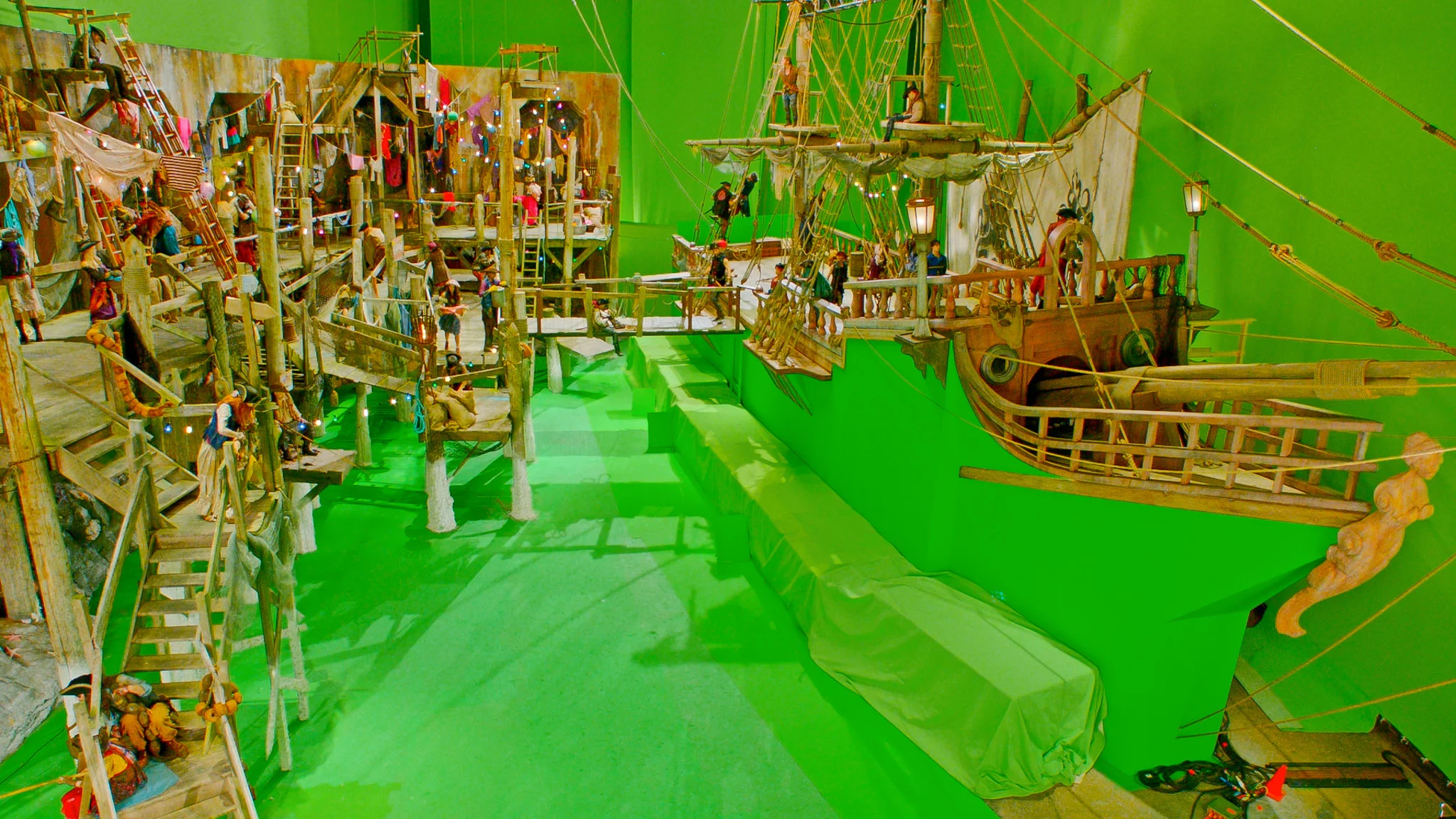 Uma and her pirate gang rule the rotting docks and rocky edge of the Isle of the Lost. We built this huge chunk of her territory for the big showdown between her pirate gang and the Villain Kids, led by Mal. 