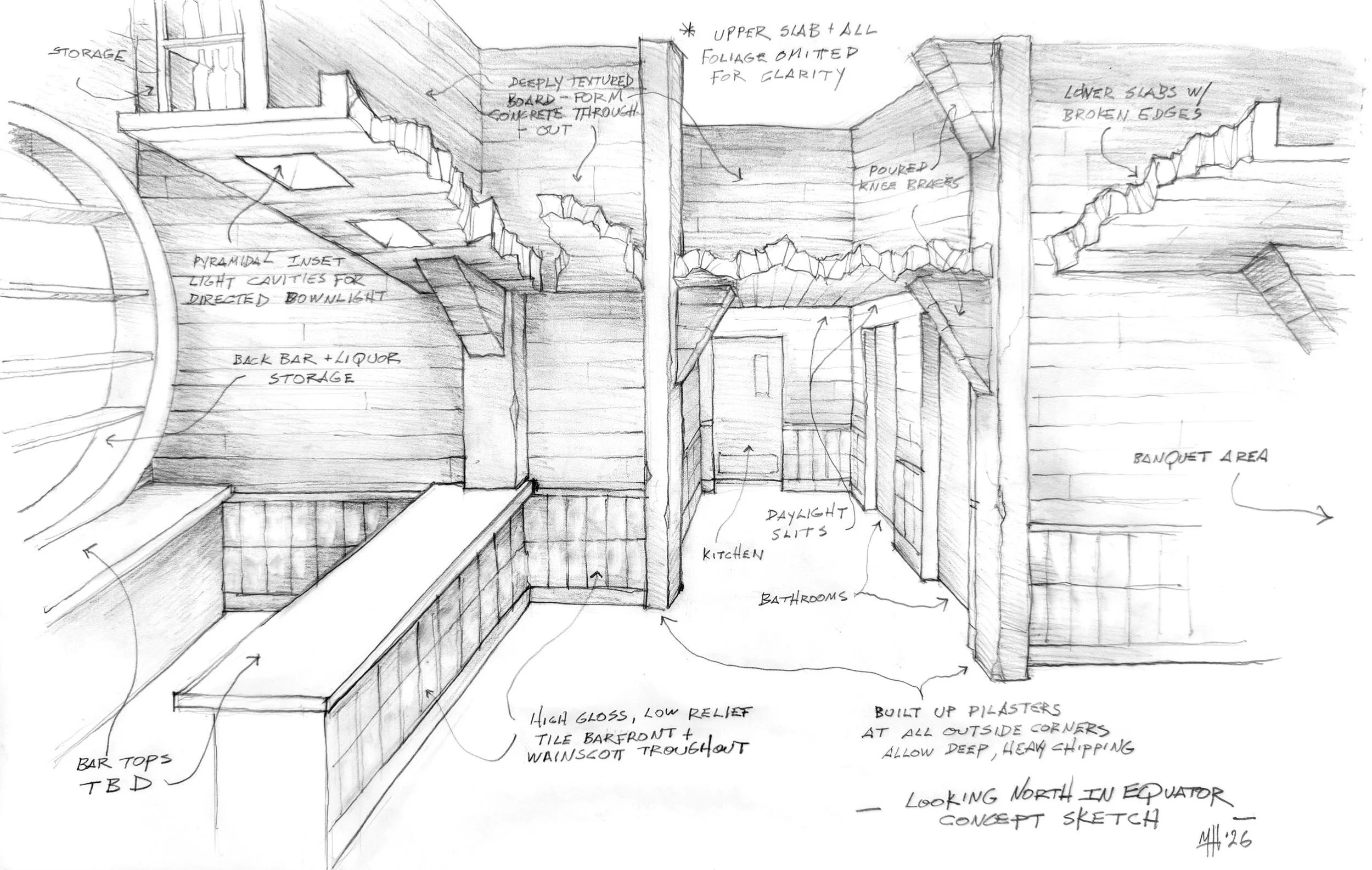  Concept sketch for an unrealized bar project 