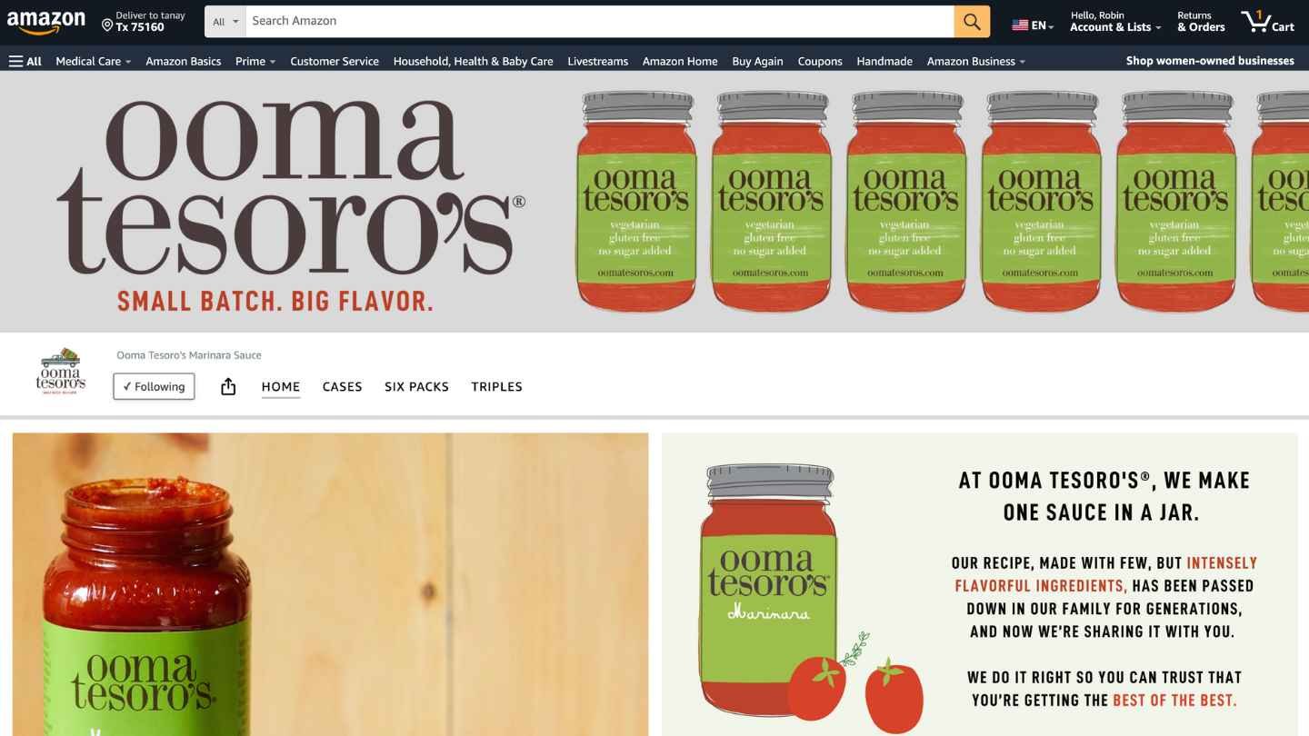 Ooma Tesoro's Marinara Sauce Amazon Storefront Banner.jpg