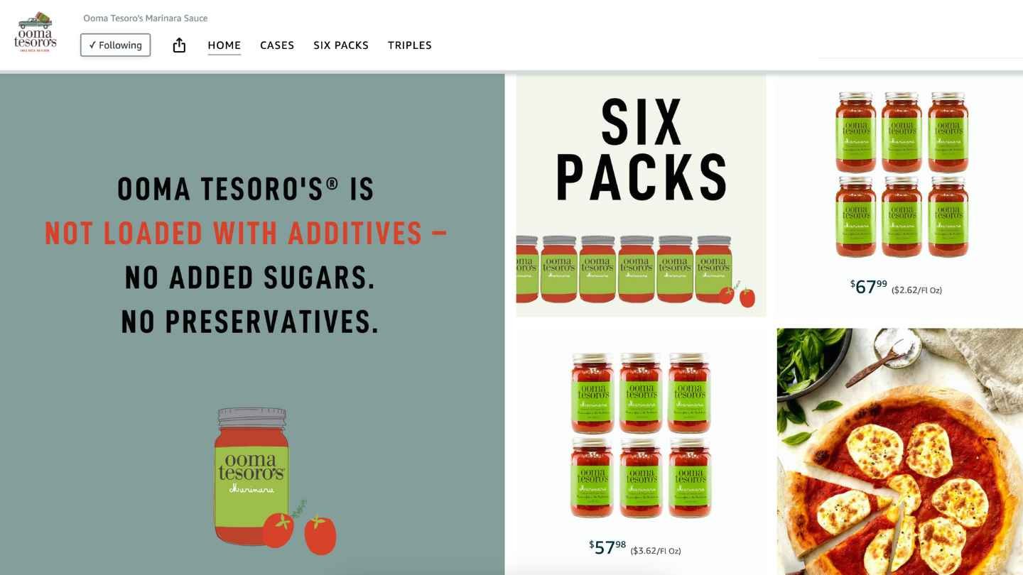 Ooma Tesoro's Marinara Sauce Amazon Storefront Six Packs.jpg