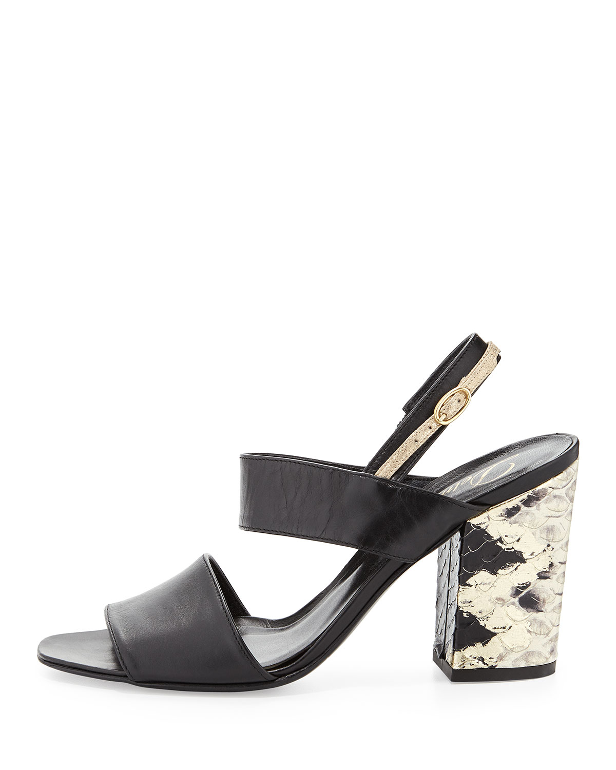  Snake-embossed block heels &gt; non-snake-embossed block heels. Delman block-heel sandals, $202, at  Neiman Marcus .&nbsp; 