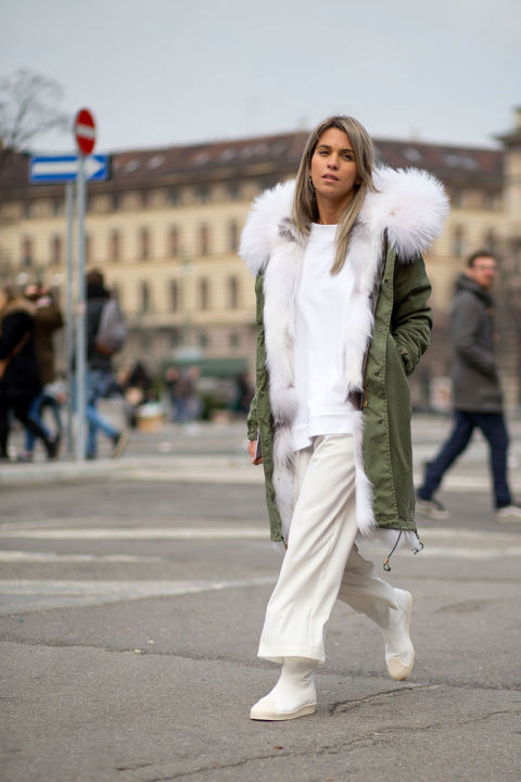 Beautiful stranger in a Mr. and Mrs. Italy jacket, via Style du Monde .