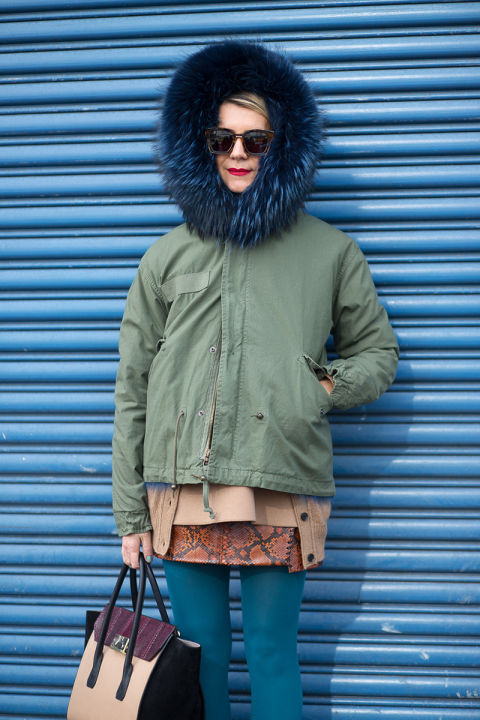 Natalie Joos, in a Mr. and Mrs. Italy jacket, via Harper's Bazaar . 