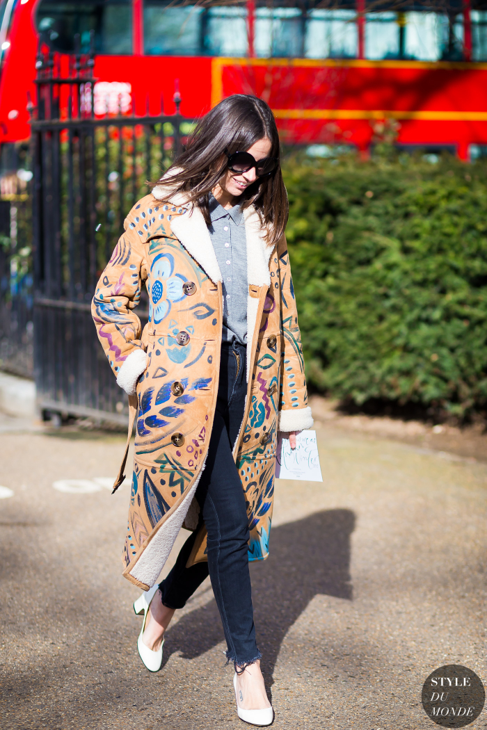 Natasha Goldenberg in a Burberry Prorsum coat, via Style du Monde.