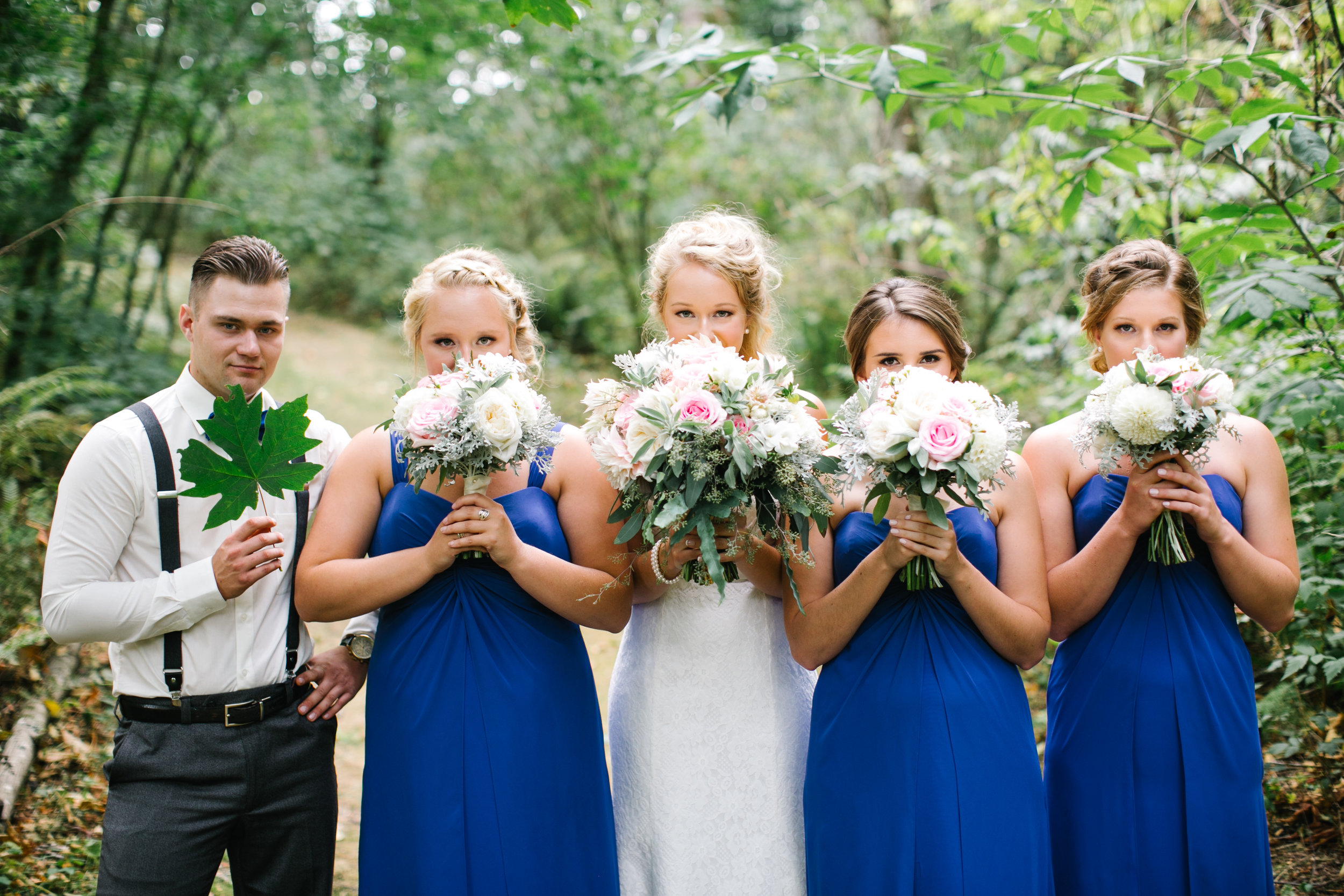  Bridesmaids with their summer bouquets, by Abbotsford wedding florist, Floral Design by Lili 
