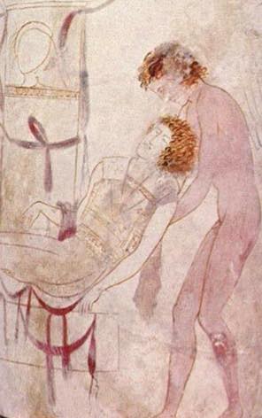O sono carrega o corpo de Sarpédon. Vaso vermelho da ática (lekythos) ca. 440 a.C. Colecção do British Museum. 