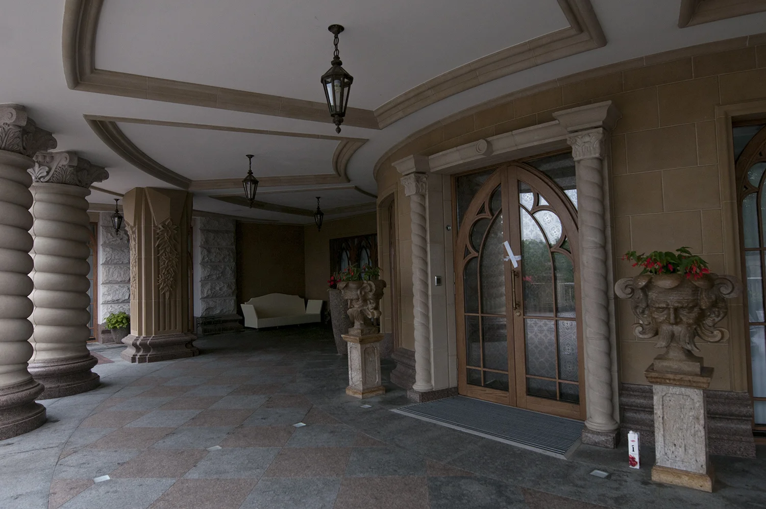 The sealed front door of Ianoukovitch Mansion's main residence 