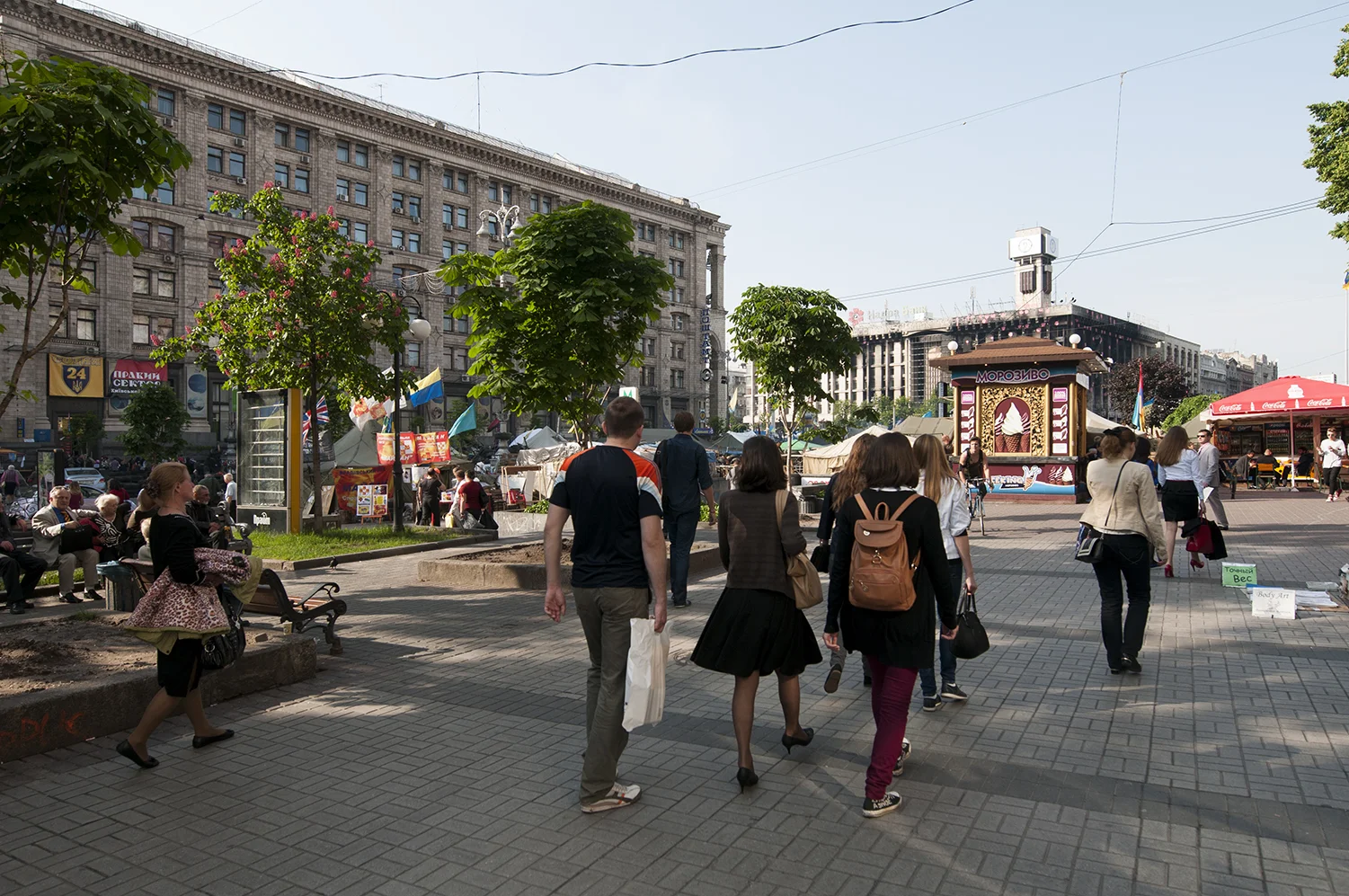 Pedestrian walking on Maidan Square