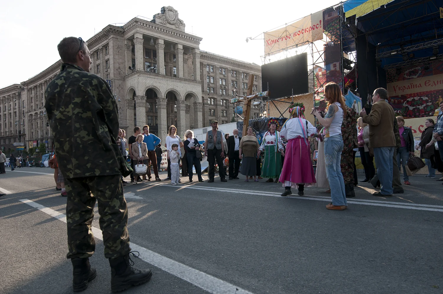 A group of women singing on Maidan