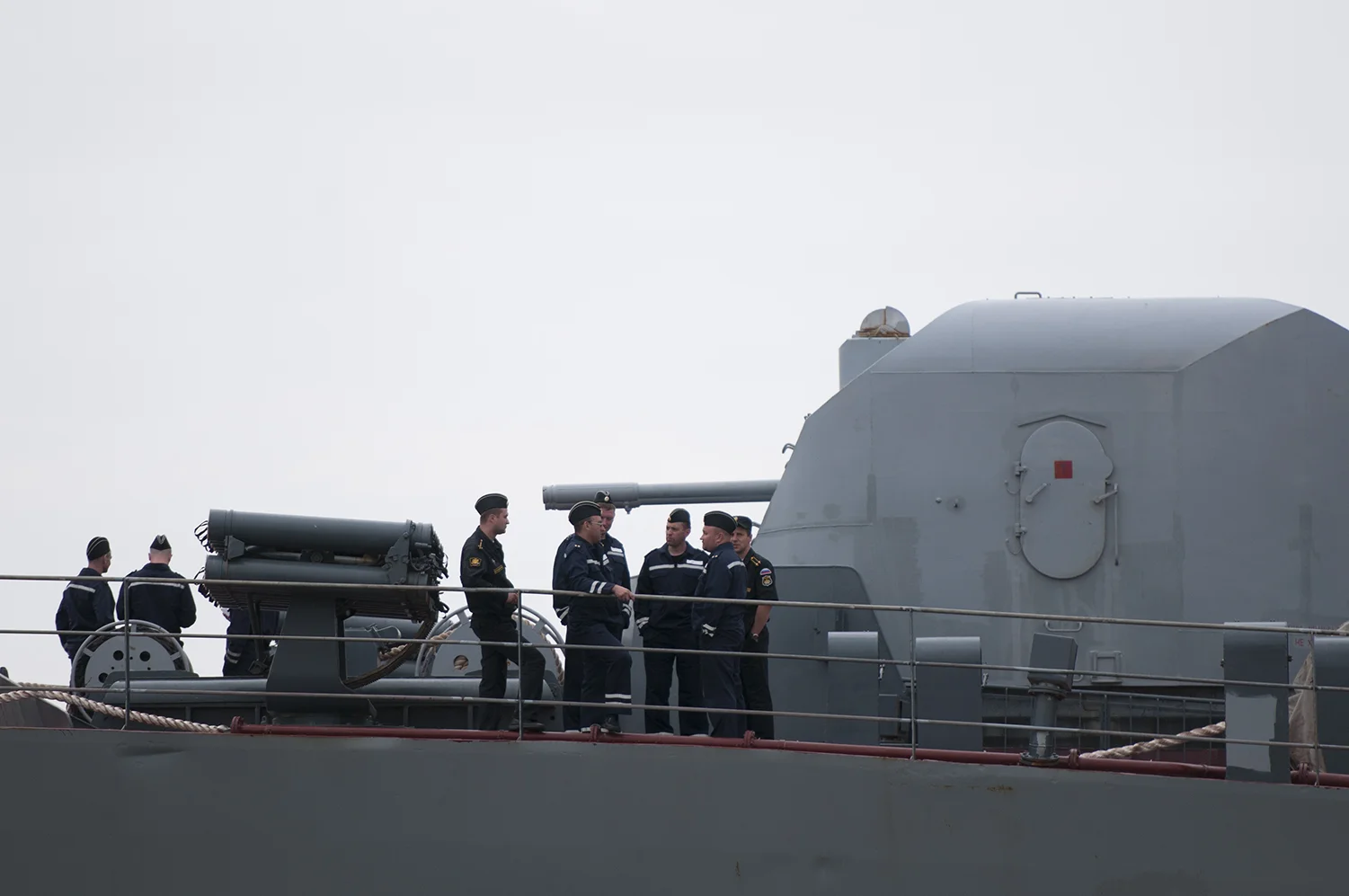 Russian sailors on the Smolny's deck