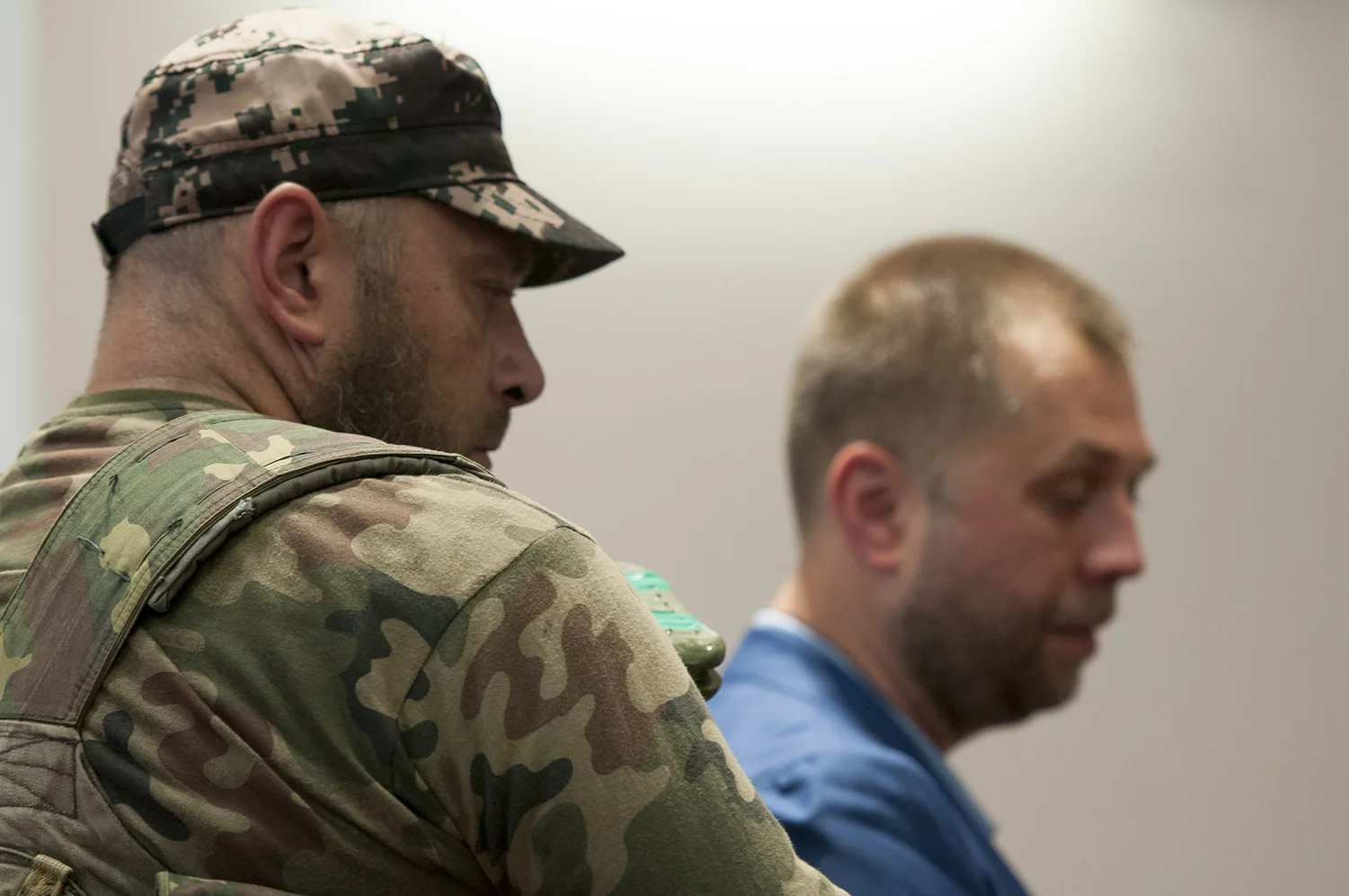 Borodai and his body guard at the end of the conferance 