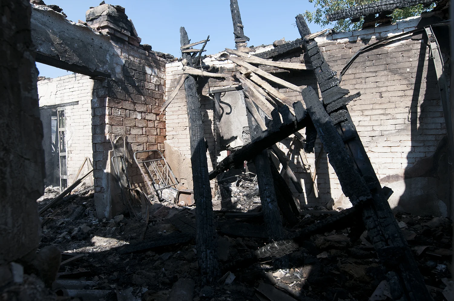 Remains of a private house located between the train startion and Donetsk aripoprt which havebeen struck by a GRAD missile - 29th July