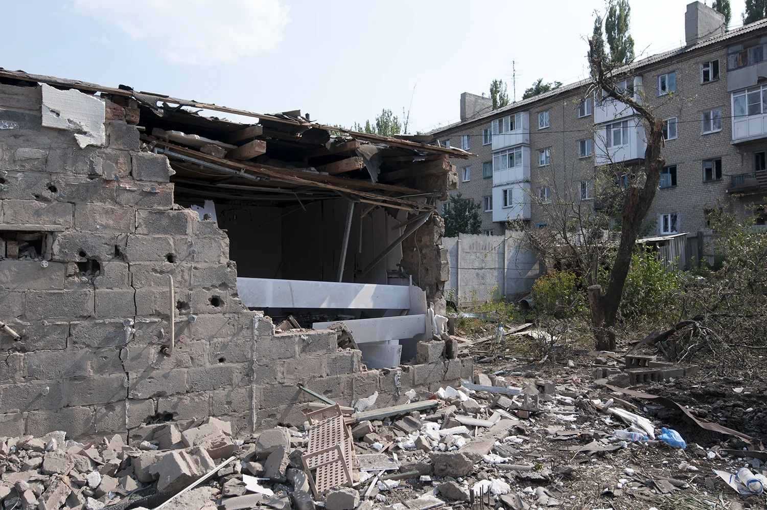 Blown up wall of a private house