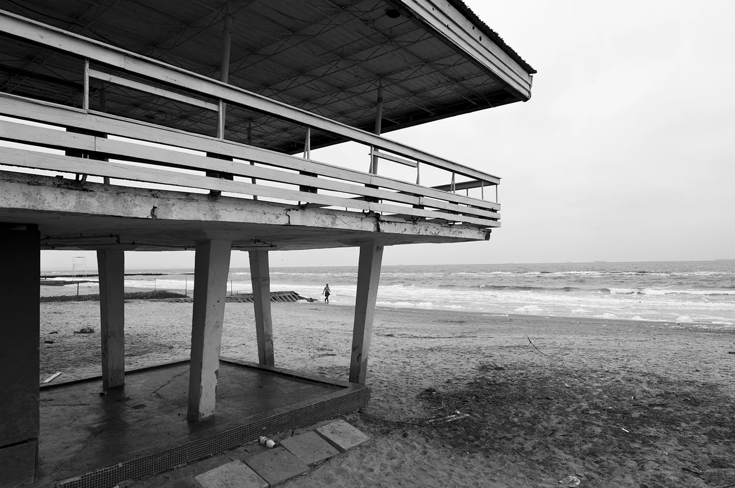 Woman walking along side the Black Sea