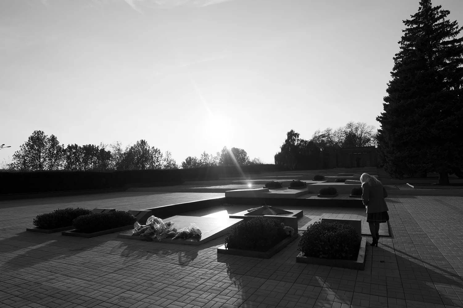 Woman looking over the grave of Transnistrian soldiers