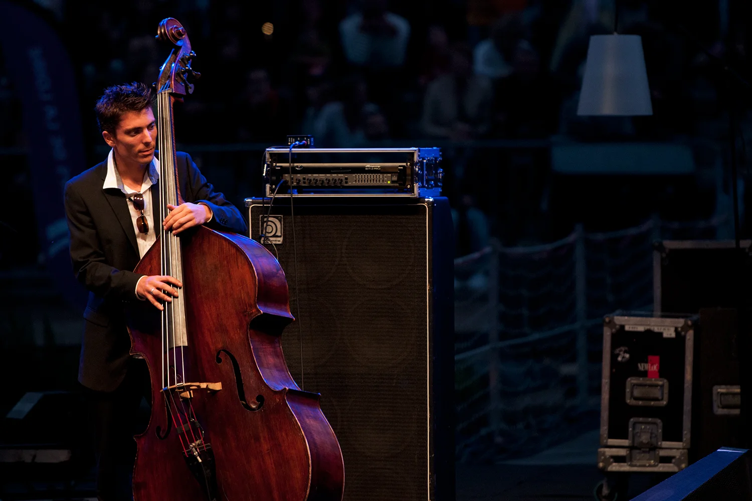 Double bass player at Les Rendez-vous de l'Erdre in 2013.