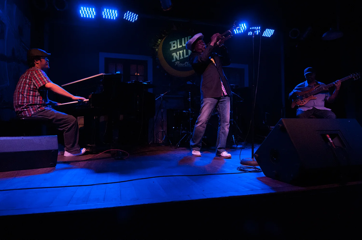 Kermit playing with his band at the Blue Nile.