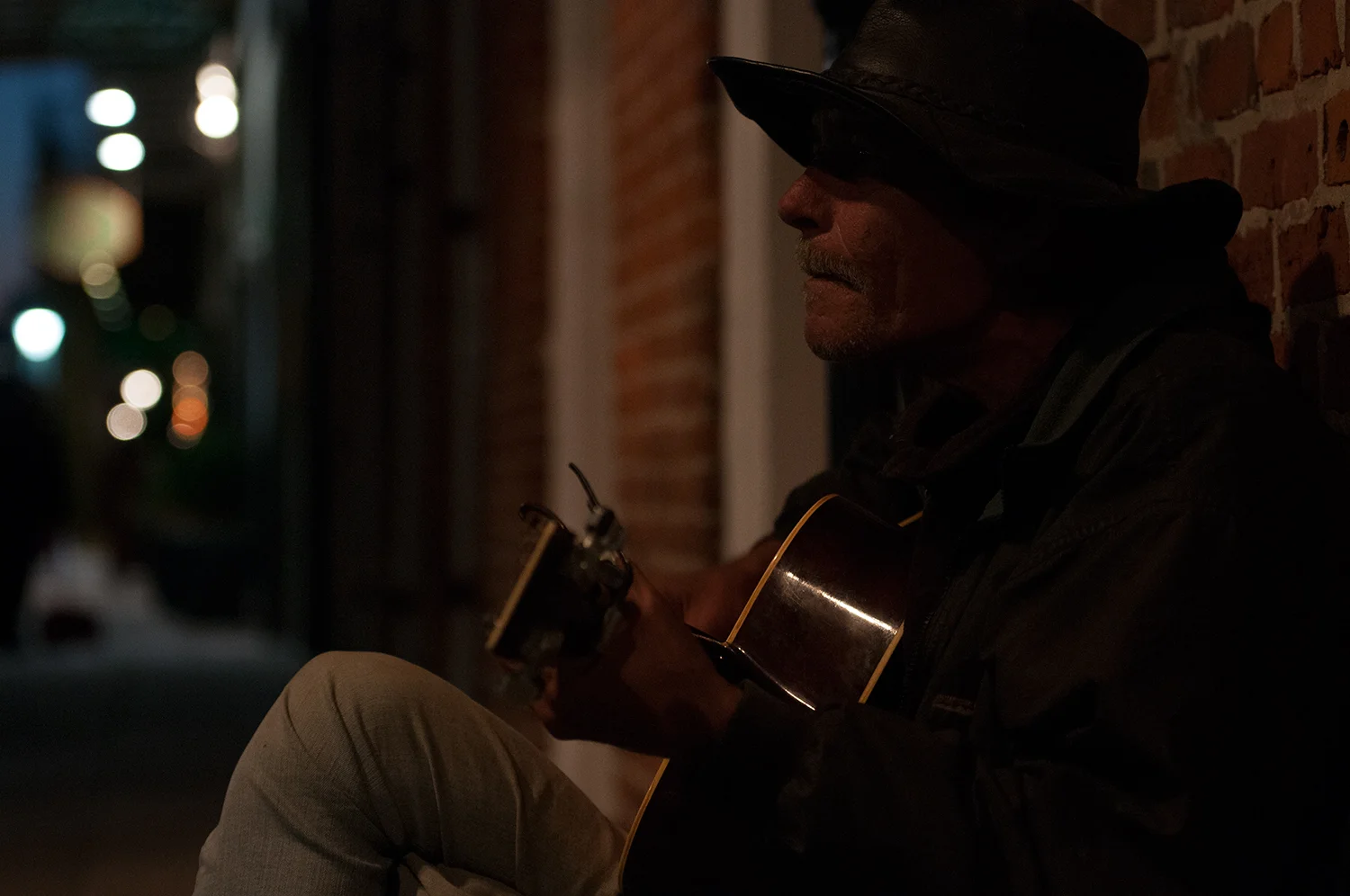 Jacob playing guitar in the middle of the night.