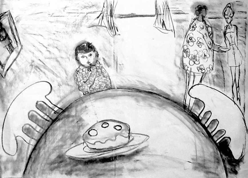Memory Drawing: After the Photo Charcoal on newsprint