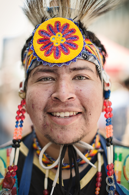 A.J. Helliot - White Fish Lake / Ojibwa Atikameksheng Anishnawbek First Nation. «Everyone came here to enjoy the pow-wow. People come out to these pow-wow to socialize and to have fun at the gatherings. Today, I was asked to be head dancer, I’m from 4 hours drive from here, and I came. There are actually a couple things going around here in Ottawa, like Idle No More movement. Lots of stuff is going around here, for the rights of first nations. »