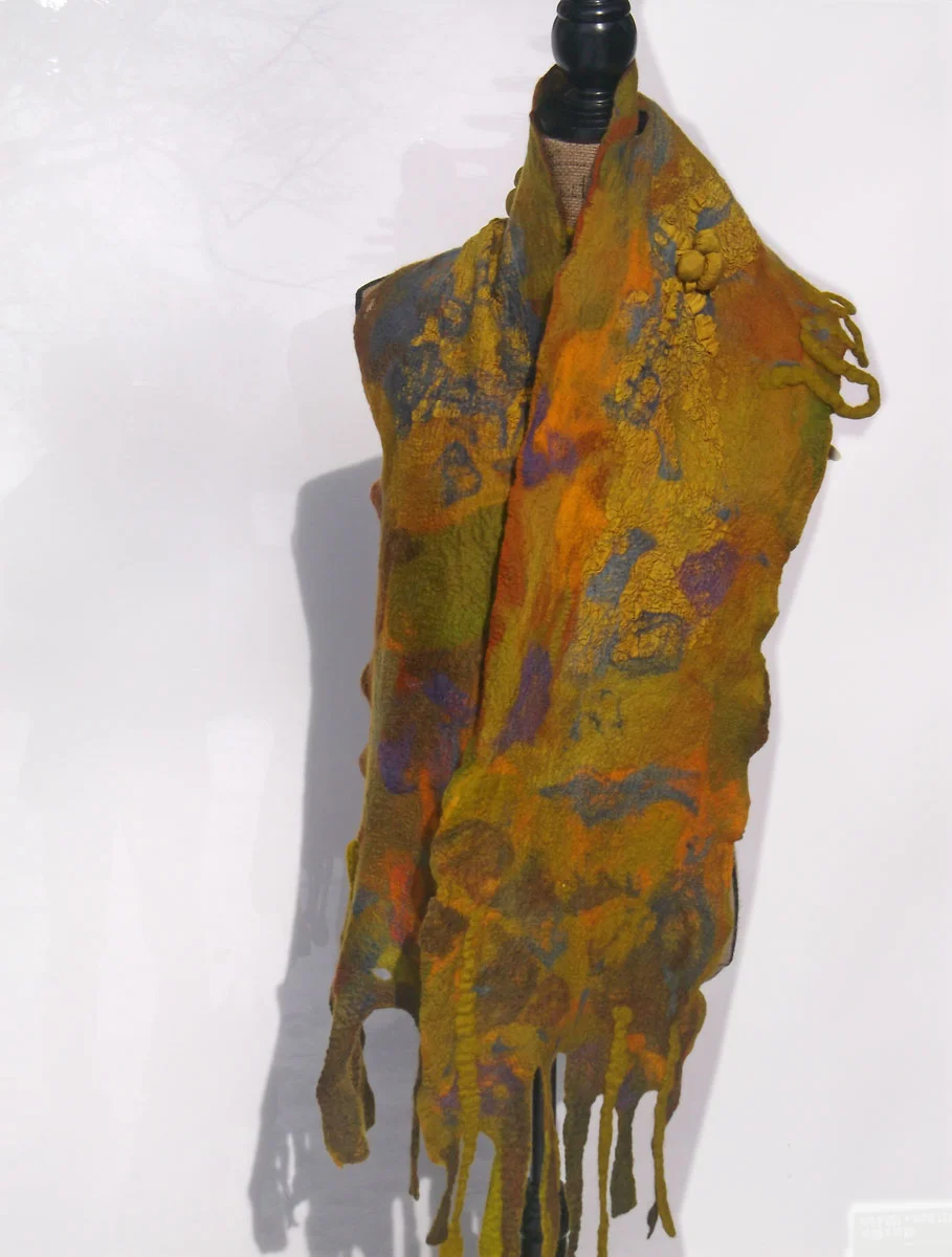 8. Nuno Felted Scarf, Shades of Gold