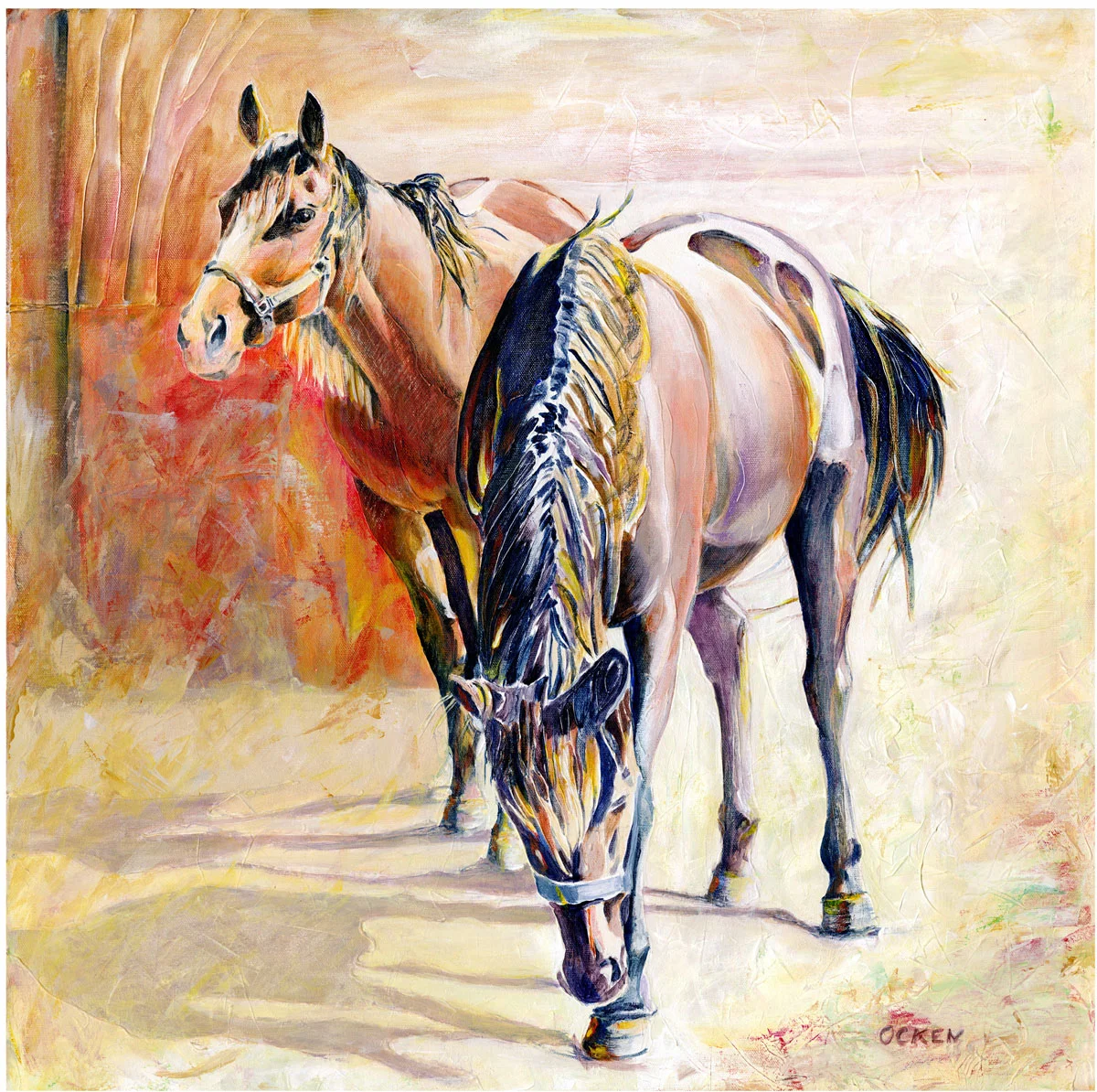 "Sharon's Beloved Horses", v. 2, 24 in x 24 in., acrylic on canvas.