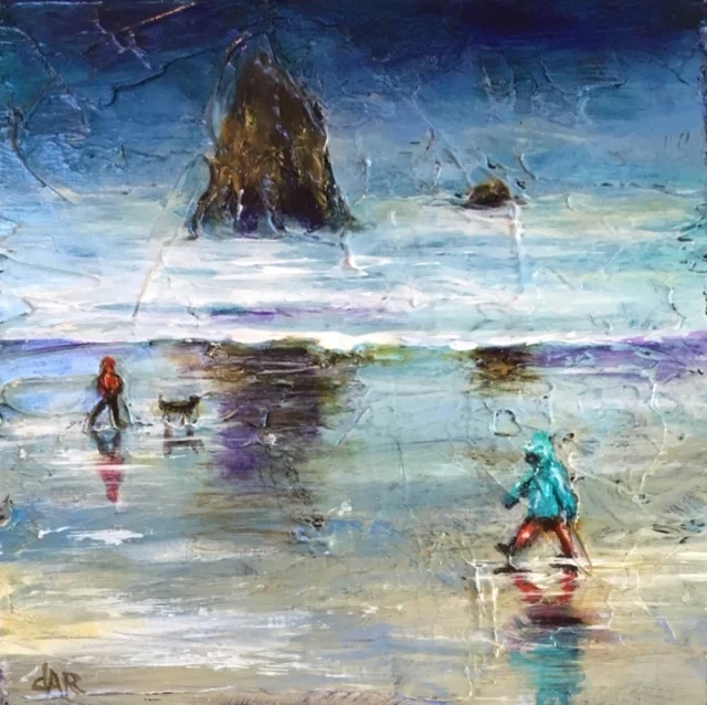 Walking in the Rain, acrylic, $400