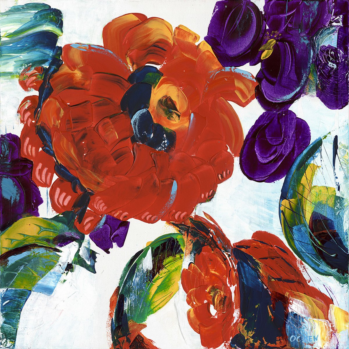 Red Flower And Purple